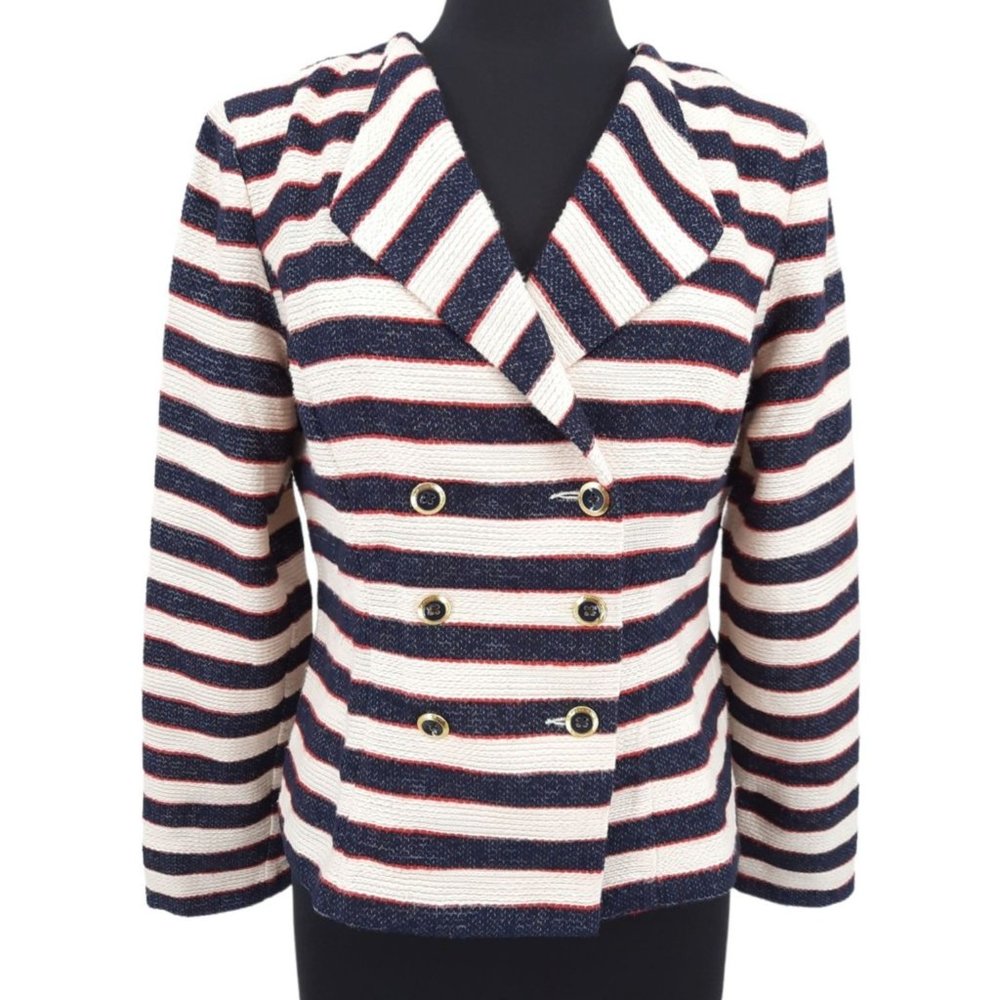 NEW CABI 5094 Cruise Jacket Nautical Stripe Double Breast Blazer 6 Tailored - Picture 11 of 12